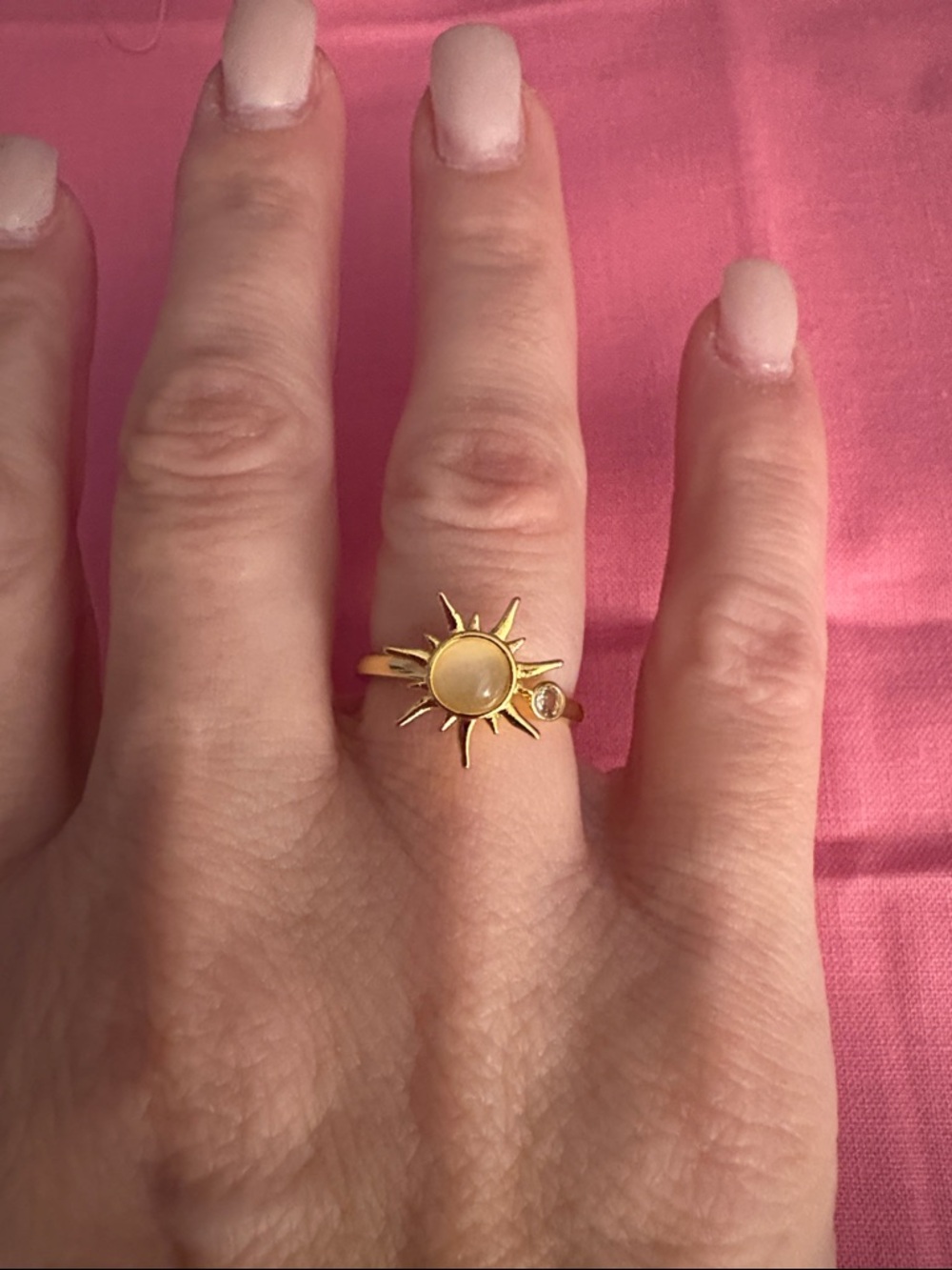 18k Gold Plated Spinning Sun Ring Size 6 - Picture 2 of 3